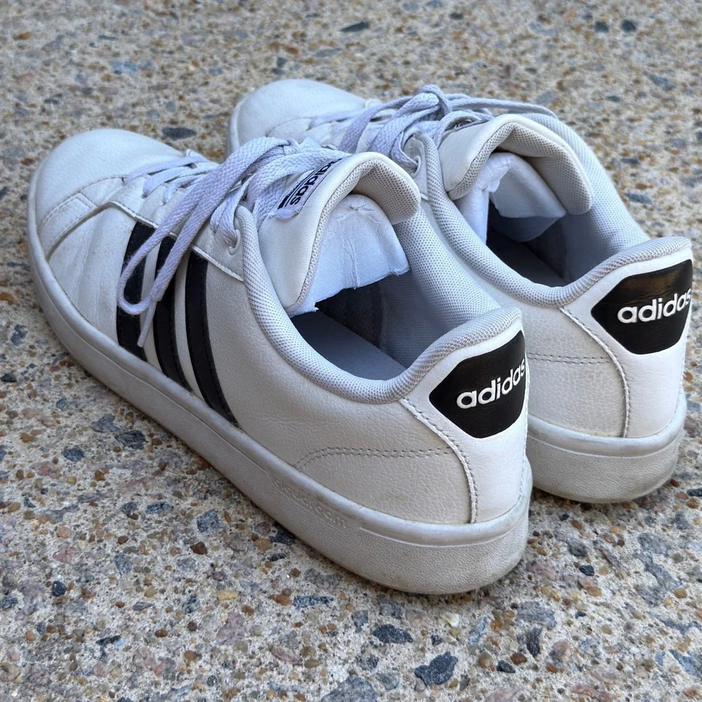 Adidas Cloudfoam Advantage White Black Sneakers Low Top Shoes AW4294 Mens 9.5